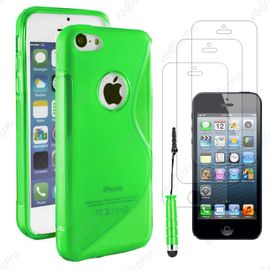Ebeststar ® Housse Etui Coque Silicone Gel Motif S-Line Protection Souple Pour Apple Iphone 5s, 5, Couleur Vert + Mini Stylet 3 Film