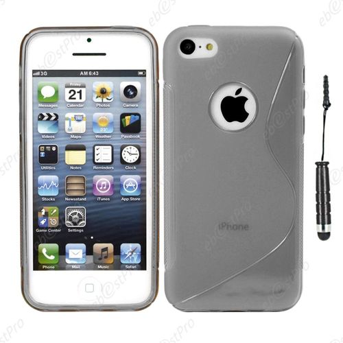 Ebeststar ® Housse Etui Coque Silicone Gel Motif S-Line Protection Souple Pour Apple Iphone 5s, 5, Couleur Gris + Mini Stylet + Film Protection D'écran