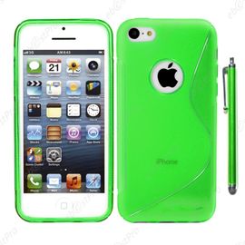 Ebeststar ® Housse Etui Coque Silicone Gel Motif S-Line Protection Souple Pour Apple Iphone 5s, 5, Couleur Vert + Stylet + Film Protection D'écran