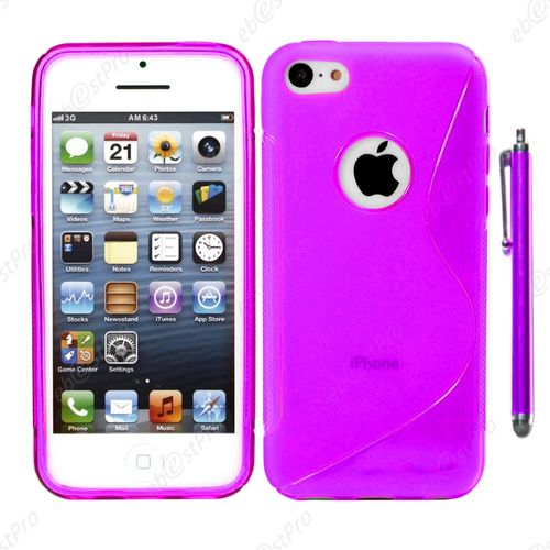 Ebeststar ® Housse Etui Coque Silicone Gel Motif S-Line Protection Souple Pour Apple Iphone 5s, 5, Couleur Violet + Stylet + Film Protection D'écran