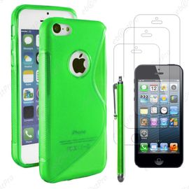 Ebeststar ® Housse Etui Coque Silicone Gel Motif S-Line Protection Souple Pour Apple Iphone 5s, 5, Couleur Vert + Stylet 3 Film