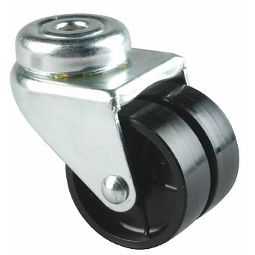 Roulettes jumelées, bandage polyamide, fixation à il, pivotante TENTE