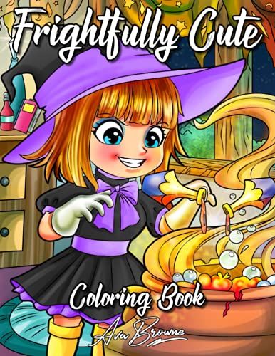 Frightfully Cute Coloring Book: Halloween Coloring Book For Adults And Kids With Cute Easy To Color Images