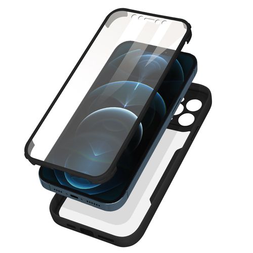 Coque iPhone 12 Pro Dos Plexiglas Avant Polymère Coins Renforcés Contour Noir