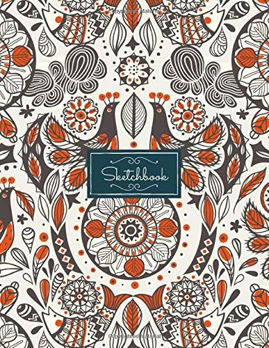 Peacock And Fish Artistic Pattern Cover Large Sketch Book For Drawing, Doodling And Sketching | 120 Pages | 8.5x11" | For Kids Teens And Adults | Gift Idea For Artists, Fashion, Interior Designers, Il