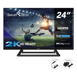 Smart Tech 24HN01V3CA - 24" - TV HD LED 60cm Triple Tuner Dolby Audio H.265 HDMI USB, Résolution: 1366 (H) × 768 (V); Chargeur 12 Volts