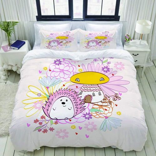 Parure De Lit Adulte,Housse De Couette,¿¿L¿¿Gant Floral Avec H¿¿Risson De Bande Dessin¿¿E Dans Des Couleurs Claires, Housse De Couette X Cm + Ta