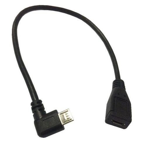 Adaptateur de câble Micro USB mâle à femelle à 90 degrés, 0.25M 25cm, 5 pièces/lot