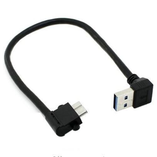 Câble USB 3.0 à Micro 10 broches, coudé à 90 degrés, 20cm, haute qualité, pour téléphone portable et disque dur SSD