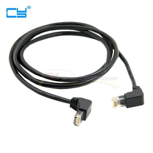 Cordon de raccordement réseau Ethernet Lan mâle à mâle, 2m, coude à angle droit à 90 °, 8P8C FTP UTP Cat 5e