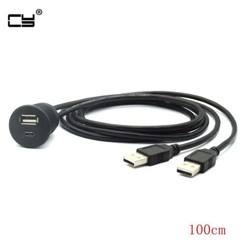 Câble d'extension de tableau de bord de voiture, 2 Ports double USB 2.0 micro USB mâle à femelle, montage encastré AUX, pour camion bateau moto