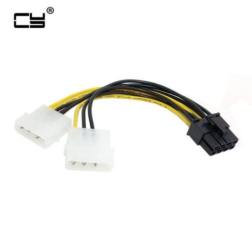 Carte vidéo PCI Express 6 pouces 2 Molex 4 broches à 8 broches, convertisseur de puissance Pci e ATX PSU adaptateur Molex vers Pcie 8 broches 1 pièce