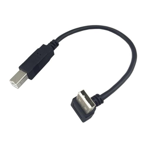 Câble USB 2.0 mâle vers mâle de 20cm coudé à 90 degrés pour disque dur d'imprimante et de scanner