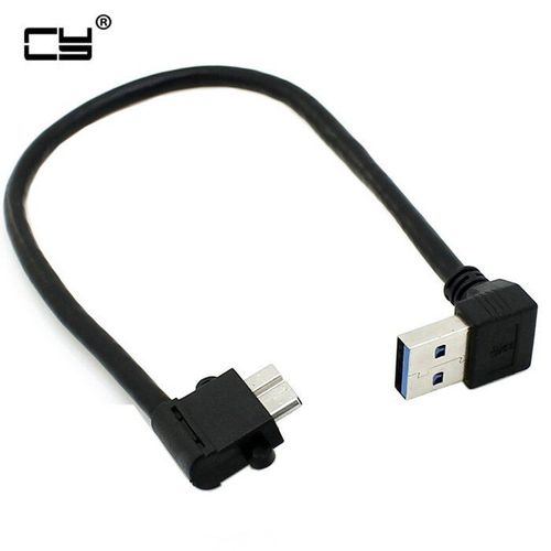 Câble USB 3.0 à Micro 10 broches coudé à 90 degrés de 20cm pour téléphone portable et disque dur SSD