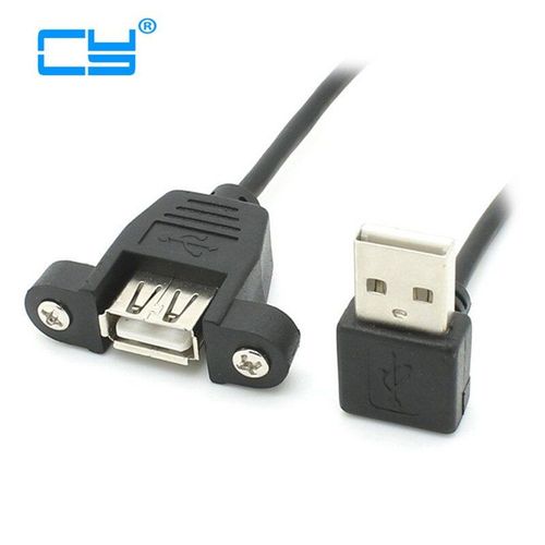 Connecteur USB 2.0 A mâle vers femelle, câble d'extension coudé à 90 degrés vers le bas de 20cm avec trou de montage sur panneau