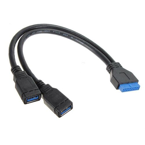 Convertisseur de câble 2 ports USB 3.0 Type A femelle vers carte mère, 20 broches, 10cm