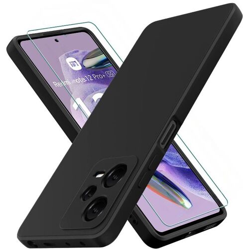 Coque Silicone Noir + Verre Trempe Pour Xiaomi Redmi Note 12 Pro Plus Little Boutik©