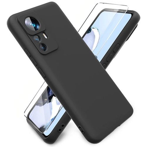 Coque Silicone Couleur Noire + Verre Trempe Pour Xiaomi 12t 5g Little Boutik®