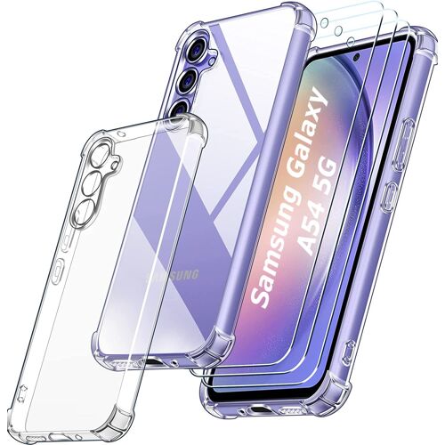 Coque Silicone Transparente Angles Renforces 2 Verres Trempes Pour Samsung Galaxy A54 5g Little Boutik