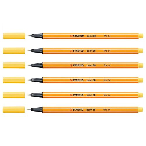 Stabilo Lot De 6 Stylo-Feutres Point 88 Pointe Fine 0,4 Mm Jaune