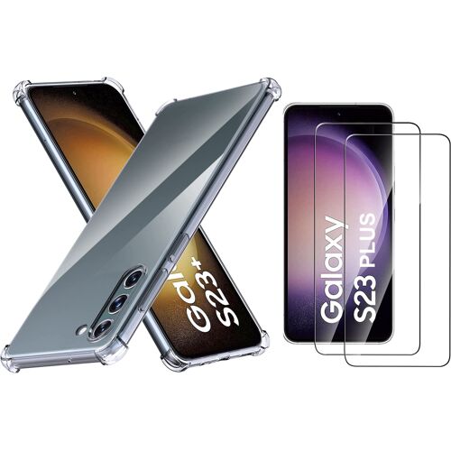 Coque Silicone Transparente Angles Renforces + 2 Verres Trempes Pour Samsung Galaxy S23 Plus 5G Little Boutik®