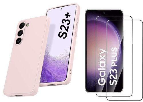 Coque Silicone Rose + 2 Verres Trempes Pour Samsung Galaxy S23 Plus 5G Little Boutik®