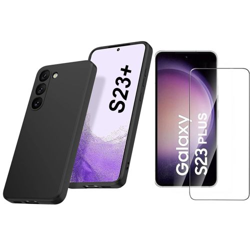 Coque Silicone Noir + Verre Trempe Pour Samsung Galaxy S23 Plus 5g Little Boutik®