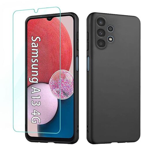 Coque Pour Samsung Galaxy A13 4G Silicone Noir + Verre Trempe Little Boutik®
