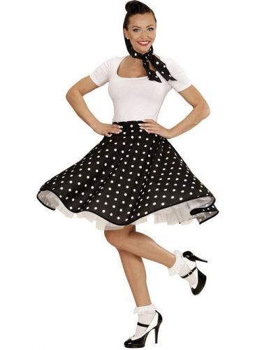 Jupe Et Foulard Noirs À Pois Années 50 Femme