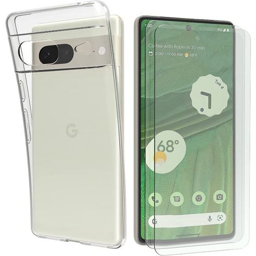 Coque Silicone Transparente + 2 Vitres Protection Ecran Pour Google Pixel 7 5G Little Boutik®