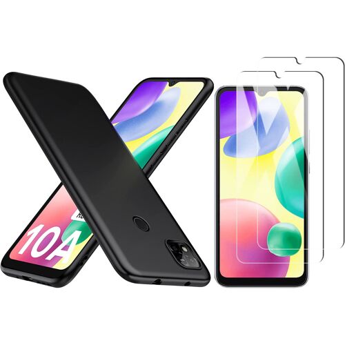 Coque Pour Xiaomi Redmi 10A Silicone Noir + 2 Verres Trempes Little Boutik®