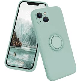 Coque Silicone Pour Iphone 14 Couleur Vert Avec Anneau Support Little Boutik®
