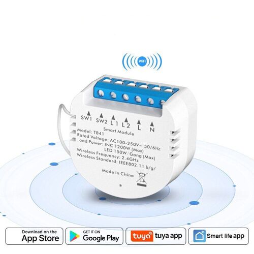 Commutateur intelligent Wifi Tuya, fonction de télécommande avec application, commande vocale, Module d'éclairage intelligent, fil neutre + fil de feu