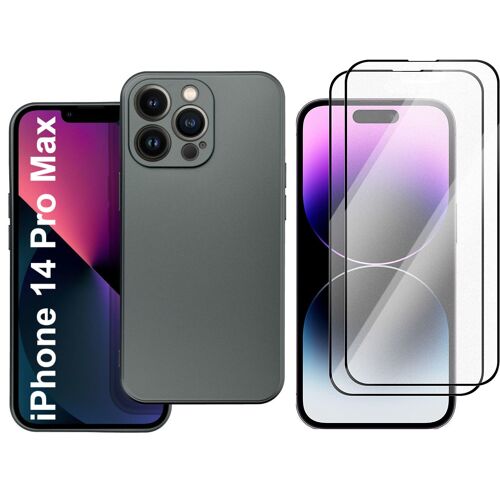 Coque Metal couleur Argent + 2 Verres Trempes Pour iPhone 14 Pro Max Little Boutik©