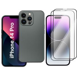 Coque Metal couleur Argent + 2 Verres Trempes Pour iPhone 14 Pro Little Boutik©