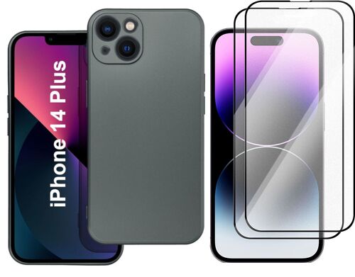 Coque Metal couleur Argent + 2 Verres Trempes Pour iPhone 14 Plus Little Boutik©