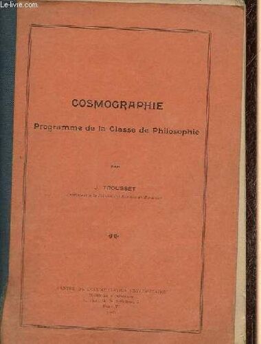 Cosmographie Programme De La Classe De Philosophie.