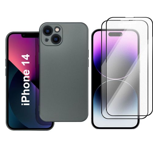 Coque Metal Couleur Argent + 2 Verres Trempes Pour Iphone 14 Little Boutik©