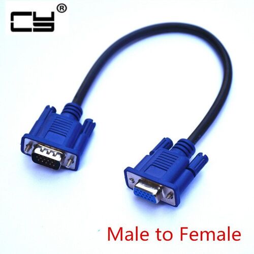 Câble VGA 15 broches, 30cm/11.8 "", mâle/femelle F/F/F SVGA d sub HD15, mâle/mâle, cordon court pour vidéo