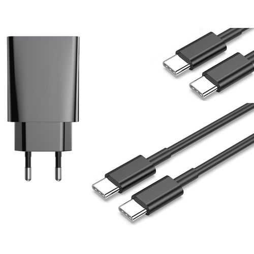 Chargeur Rapide 20w Usb-C Noir + 2 Cables Type-C Pour Samsung / Xiaomi / Oppo / Sony Little Boutik®