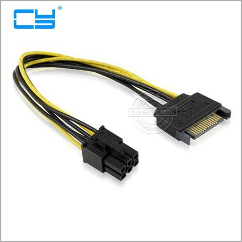 Adaptateur de câble d'alimentation SATA à 6 broches, 10 pièces, adaptateur PCI E PCI Express, convertisseur de carte graphique, 15cm