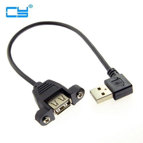 Câble d'extension USB 2.0 A mâle à femelle avec trou de montage sur panneau, connecteur à angle droit de 20cm à 90 degrés, 5 pièces/lot