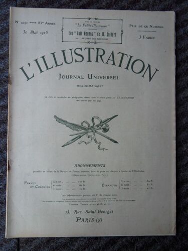 Hebdomadaire L'illustration N°4291 Du 30 05 1925