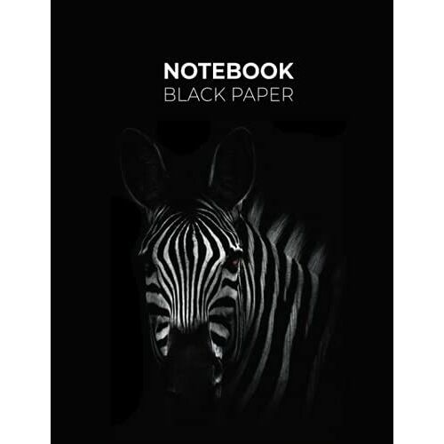 Black Paper Notebook For Gel Pens: Wide Ruled Lined Paper White Lines 100 Pages
