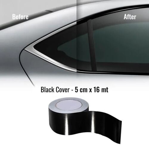 Bandes Adhésives - 4r Quattroerre.It - 5 Cm X 5 Mt - Noir Brillant - 2 Pièces - Facile À Appliquer