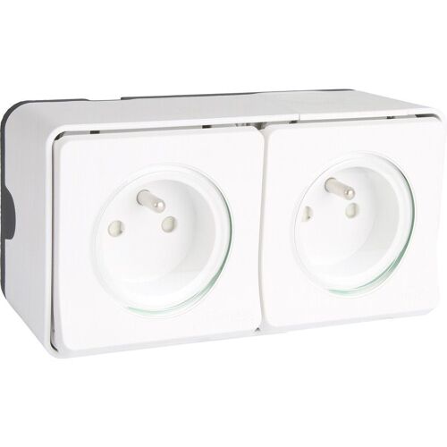 Double prise 2P+T Mureva Styl Schneider En saillie - Blanc