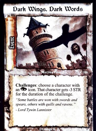 Carte A Game Of Thrones Ccg - Dark Wings, Dark Words C#106
