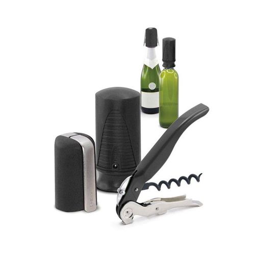 Set Tire-Bouchon, Pompe, Bouchon Vin Et Champagne - Noir