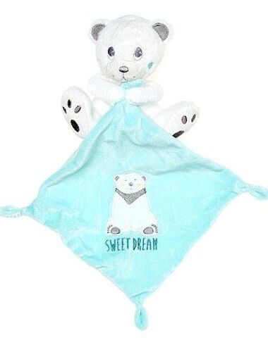 Doudou Ours Blanc Simba Toys Benelux Peluche Ourson Blanc Mouchoir Bleu Ours Polaire Sweet Dream Jouet Bébé Eveil Naissance