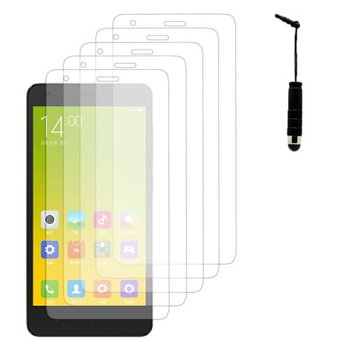 Lot / Pack De 5 Films Pour Xiaomi Redmi 2/ Redmi 2a/ Hongmi 2/ Redmi 2 Prime Protection D'écran Clear Transparent + Mini Stylet